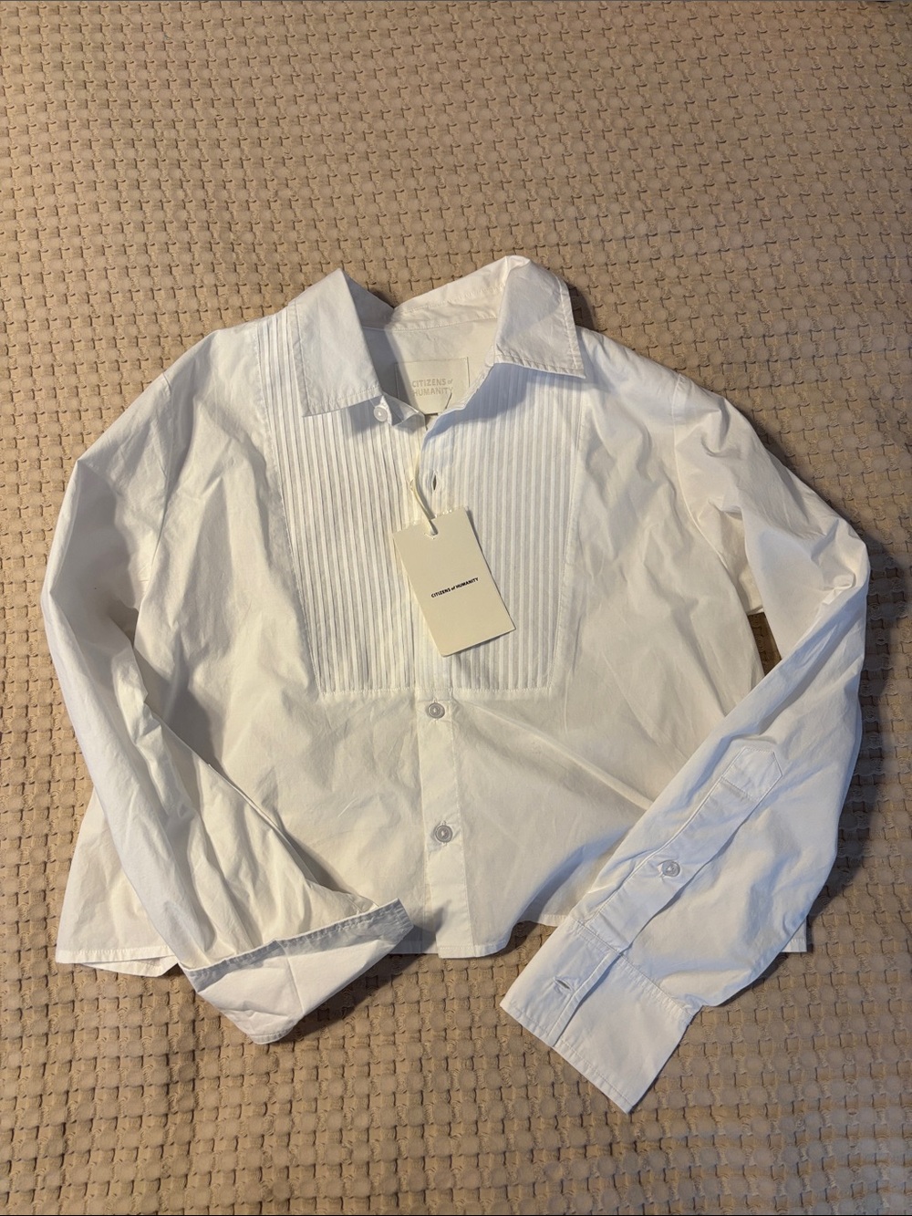 Citizens Of Humanity White Pintuck Front Button-Down Shirt